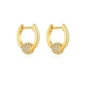 S925 silver gold-plated hoop earrings with sparkling cubic zirconia ball charms - 925 Silver / 18K Gold White Stone