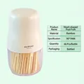 Natural heart-shaped bamboo fruit picks set in a transparent bottle, 66 pieces per pack - Heart Shaped Bottled-White / 90mm/66pcs