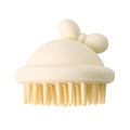 Cute cream yellow silicone scalp massager brush with decorative 3D bow handle - OPP Bag / Yellow