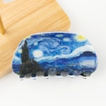 Pinza per capelli Van Gogh Notte Stellata in acrilico con design semitondo da 8cm - B13-1-13 Van Gogh Notte Stellata