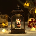 Vintage bronze Christmas lantern with Santa Claus and LED lights on plush base - Flat Lamp Santa Claus Style / Without Water