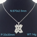 Collier avec pendentif X en argent orné de strass et style graffiti dessin animé - Style Visage Langue XX Yeux Strass (KN231694-K)