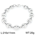 Pulsera de cadena de morro de cerdo en acero inoxidable plateado pulido, 210mm con cierre - 210x11mm / Color Acero