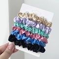 Set di 6 elastici per capelli in raso eleganti color oro, viola, ciano, rosa e blu - Combinazione Multicolore Brillante Fantasma (14#)
