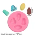 Pink silicone mold with four geometric gem shapes for cake decorating and DIY crafts - 1# Gemstone Shapes / Pink