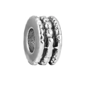 Zilveren uilenkraal met hartvormig detail en reliëftextuur voor armbanden - Reliëf Textuur Kraal (#35)