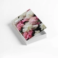 Opened flower pattern faux book storage box with pink peonies and golden lettering - Magnetic Storage Box (Openable) / FH-38