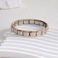 Italian modular charm bracelet in gold and silver steel with heart and arrow relief - Heart with Arrow Gold Edge (BD-92)