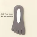 Grey five-finger invisible socks in velvet knit with low cut design for men - One Size / Solid Dark Gray
