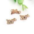 Golden butterfly charm with blue evil eye bead and crystals for bracelet making - KC Gold Butterfly Evil Eye Connector (18x9mm)