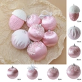 Set palline di Natale rosa e bianche con paillettes e perle in misure da 8 cm a 12 cm - Rosa Stile A (7 pezzi)
