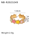 Goldener offener Sternring mit pastellfarbenem Emaille inklusive Größenangaben und Gewicht - Einstellbar Offen / Makronen Stern Rosa Gelb Grün Blau Stil (NB-R2023249)