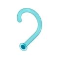 Minimalist blue silicone C-shaped nose ring with a unique hook design variant - Transparent Sea Blue 1x6.5x2mm
