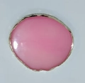 Pink resin agate nail art palette with gold rim edge in irregular round shape - Peach Pink
