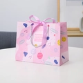 Pink starry sky gift bag with satin bow and silver rope handle for celebrations - 076 Pink Ribbon - Small