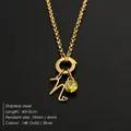 14K vergulde roestvrijstalen ketting met letterhanger en gele sprankelende edelsteen - Letter N