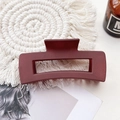 Detailed view of a matte burgundy rectangular hair claw clip on a white background - Large Matte Square Claw-Wine Red
