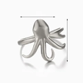 Verstellbarer silberner Oktopus-Ring aus Edelstahl mit detailliertem Tentakel-Design - Oktopus-Form / Silber