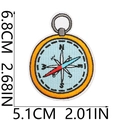 Detailed view of an embroidered compass patch with size dimensions and stitch texture - Compass Style