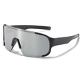 Gafas de sol deportivas de gran tamaño con lentes de espejo plateadas y montura negra - Montura Negra Espejo Plateado