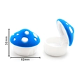 Blue mushroom-shaped velvet jewelry box with white dots showing open and closed views - 18# Blue Mushroom