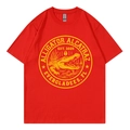T-shirt rouge col rond en coton avec imprimé Alligator Alcatraz de couleur jaune - Rouge
