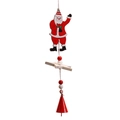 Handcrafted wooden Santa Claus hanging ornament with red bell and star pendant for Christmas - Santa Claus