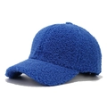 Royal blue sherpa fleece baseball cap with warm textured lamb wool finish in solid color - One Size / Sapphire Blue