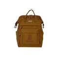 Zaino scolastico marrone caramello ad alta capacità con motivo di orso e logo FASHION - Marrone Scuro