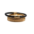 Men's stainless steel jewelry set with gold Roman numeral cuff and woven bracelets - Gold 3-Piece Set
