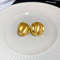 Minimalist matte gold earrings with irregular wave texture and stylish round design - 54# Gold 3D Wave Texture Disc Studs (54# Silver Earring Post-Gold)