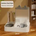 Automatischer Futterautomat und Wasserspender in Premium-Grau mit Edelstahlnapf - Edelstahl-Stil / Premium Grau