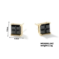 Detail showing square black zircon stud earrings in gold claws with 0.8cm size specs - Gold Black (ME00001JHZ)
