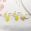 Three creative lemon juice cup charms with yellow enamel for DIY jewelry making - Yellow Lemonade