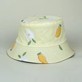 Cappello a secchiello giallo con stampa floreale e mango per protezione solare estiva - M (56-58cm) / Giallo