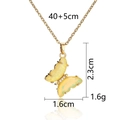Golden titanium steel necklace featuring a butterfly pendant with yellow shell and rhinestones - Yellow Gradient Butterfly Necklace Style 8