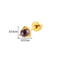 Piercing de oreja en acero inoxidable dorado con circón púrpura y cierre de tornillo - Estilo de Cuenta Redonda Púrpura (902-2# Gold)