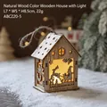 Houten kerstman huisje met LED verlichting en rendier snijwerk met jute ophangkoord - Houten Hut Type E (Rendier & Kerstman)