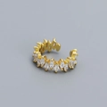 Minimalist 925 silver ear bone clip in gold finish with sparkling marquise zircons - 925 Silver / Gold