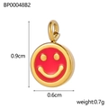 Fashionable gold-plated round smiley face pendant with red oil drip for DIY jewelry - Red Round Smiley (BP00048B2)