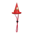 Festive red glitter pet party hat with gold star and adjustable chin strap - Red Moon Star Hat
