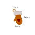 Orange stainless steel glove pendant with dimensions showing 16mm height and 8mm width - Orange Heart Glove