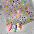 5D Jelly Nagelaufkleber mit bunten Sternen Herzen und niedlichen Hasen Cartoon-Designs - 5D Relief Hase Herz Stil (CO-321)
