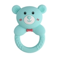 Funny silicone baby teether in mint green bear shape with textured massage points - Bear Rattle Teether / Green