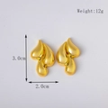 Boucles d'oreilles double goutte en laiton plaqué or 18K, taille 3,0 cm x 2,0 cm, 12g - Style B Or