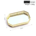 Small gold rectangular mirrored tray with cutout iron edges 20x13cm jewelry storage - Rectangle / Small / Gold