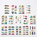 Cartoon vehicle temporary tattoo stickers for boys featuring cars and helicopters - Transportation Vehicle Set (14 Sheets) / 7.5*11cm