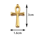 Gold-plated stainless steel Ankh cross pendant, 3cm x 1.6cm vintage religious accessory - Size 6 / Gold