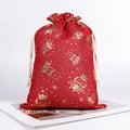Rote Weihnachts-Leinentasche mit goldenem Nussknacker-Muster und weißem Kordelzug - Roter Weihnachts-Nussknacker-König / 30*40cm