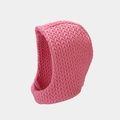 Detailed texture of pink quilted winter balaclava with warm windproof padded design - Rose Red
